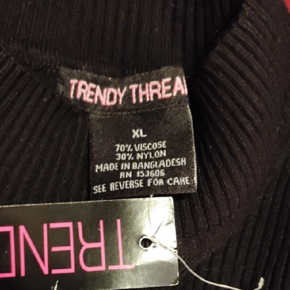 Black Ribbed Mock Neck light Sweater Top - Picture 3 of 7